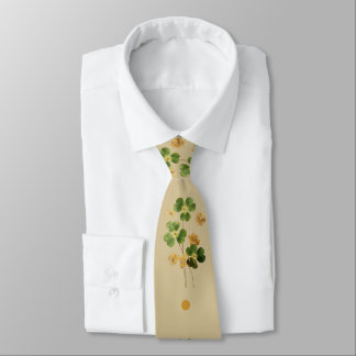 Gravata Trevo aguarela verde dourado