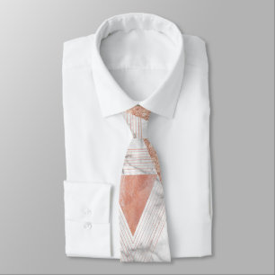 Gravata triângulos geométricos trendy white marble Rosa go
