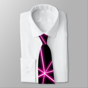 Gravata Triângulos pretos geométricos linhas neon rosa ret