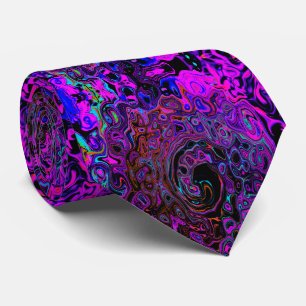 Gravata Trippy Black and Magenta Retro Liquid Swirl