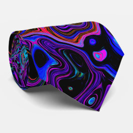 Gravata Trippy Black and Magenta Retro Liquid Swirl