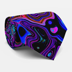 Gravata Trippy Black and Magenta Retro Liquid Swirl