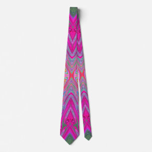 Gravata Trippy Pink, Aqua e Magenta Abstrato Butterfly
