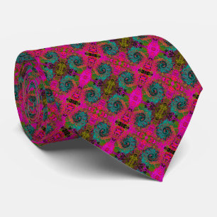 Gravata Trippy Turquoise Abstrato Retro Liquid Swirl