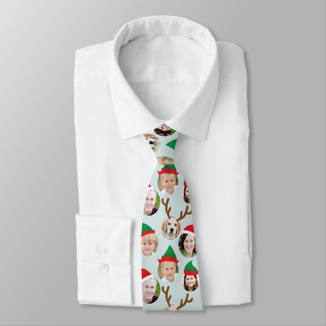 Gravata Tripulação de Natal Personalizada com Seis Fotogra (Amarrado)