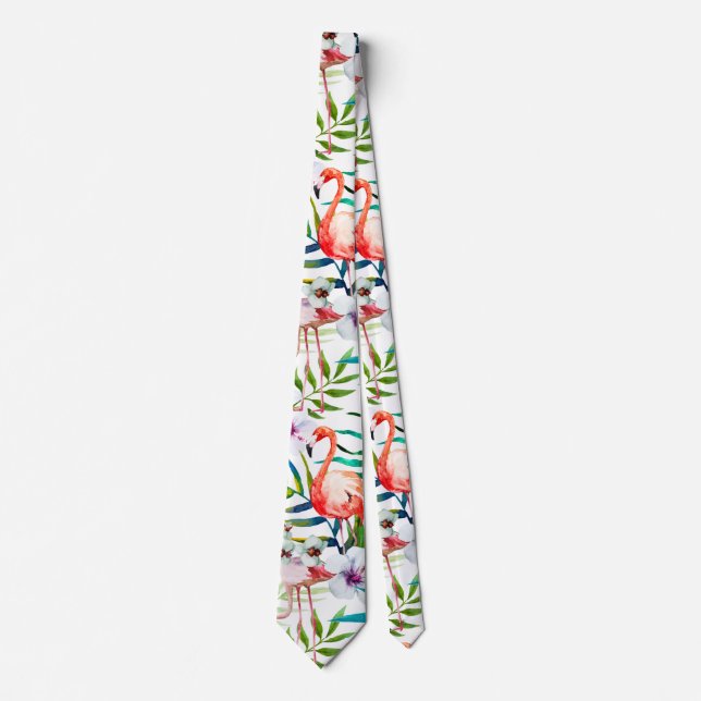 Gravata Tropical Flamingo Hibiscus Tie (Frente)