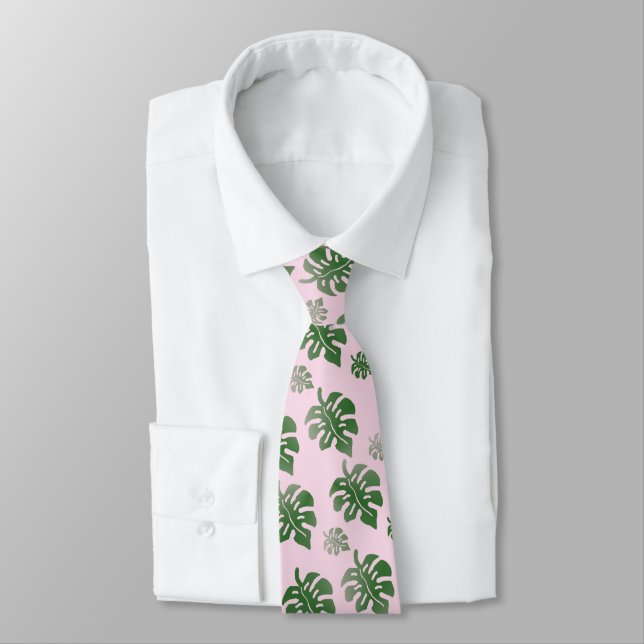 Gravata Tropical Leaves Pattern Wedding Party Dancing  (Amarrado)