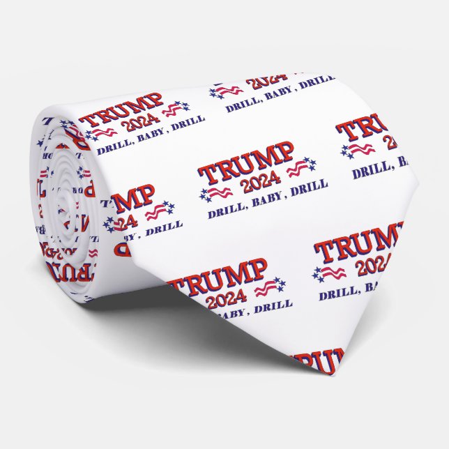 Gravata Trump 2024 Drill Baby Drill Neck Tie (Rolled)