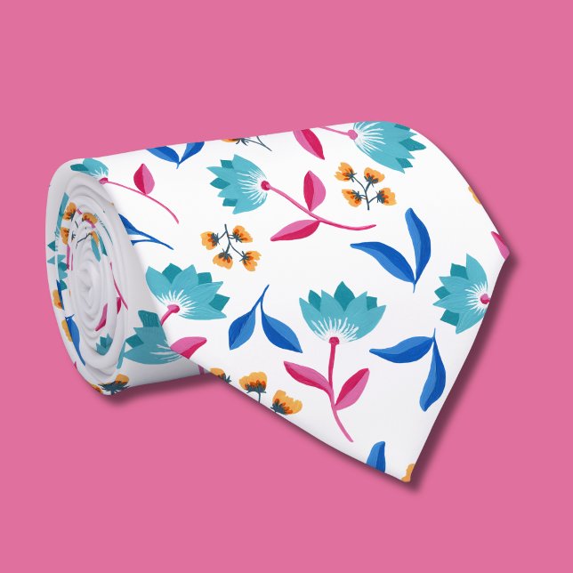 Gravata Tulipa floral abstrata colorida (Modern Abstract Floral Personalized tie)