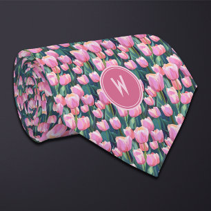 Gravata Tulipas Rosa Floral