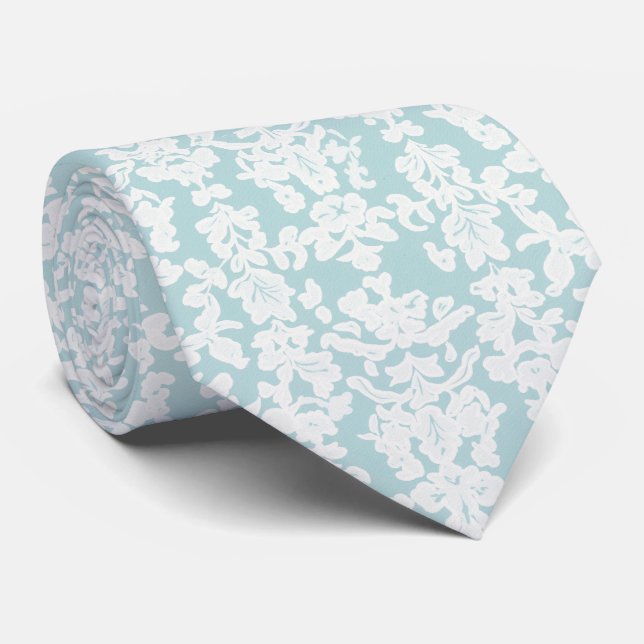 Gravata Turquesa branco (Rolled)