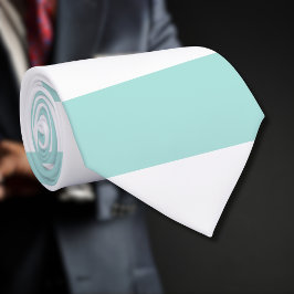 Gravata Turquesa Claro e Listrado Horizontal Largo Branco