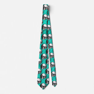 Gravata Turquesa Skulls e Sunflower Series Design 8