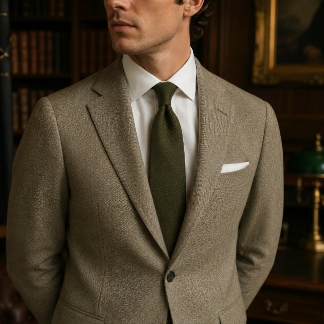 Gravata Tweed de xadrez verde caçador (Criador carregado)