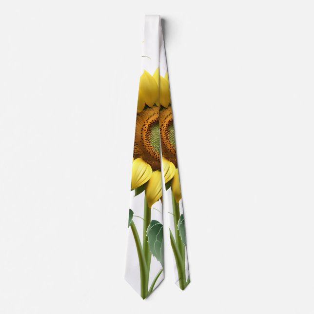 Gravata Two Vibrant Sunflowers with Lush Green Leaves (Frente)