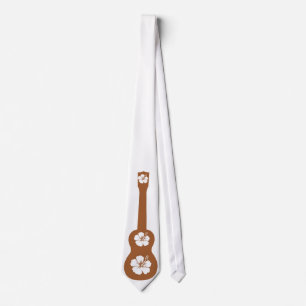 Gravata Ukulele e hibiscus branco