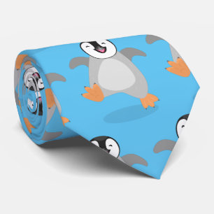 Gravata Um desenho animado de pintinho de pinguim feliz e