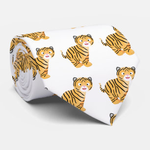Gravata Um desenho animado de tigre feliz