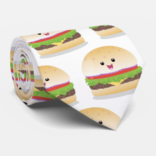 Gravata Um lindo desenho animado de hambúrguer de kawaii