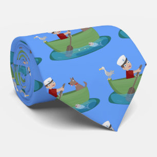Gravata Um marinheiro e um cartoon de barco a remos de um 