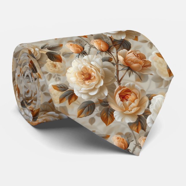 Gravata Um padrão floral delicado e vítreo. (Rolled)