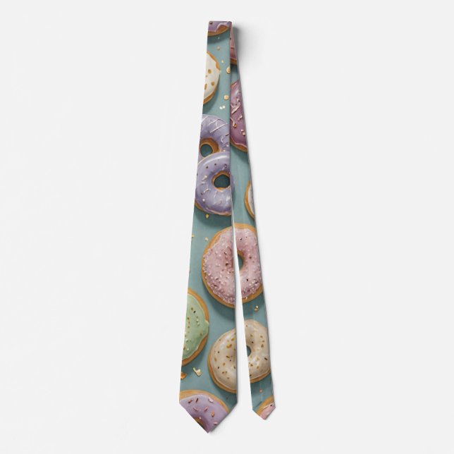 Gravata Um Sonho Caprichoso de Donuts Pastel (Frente)