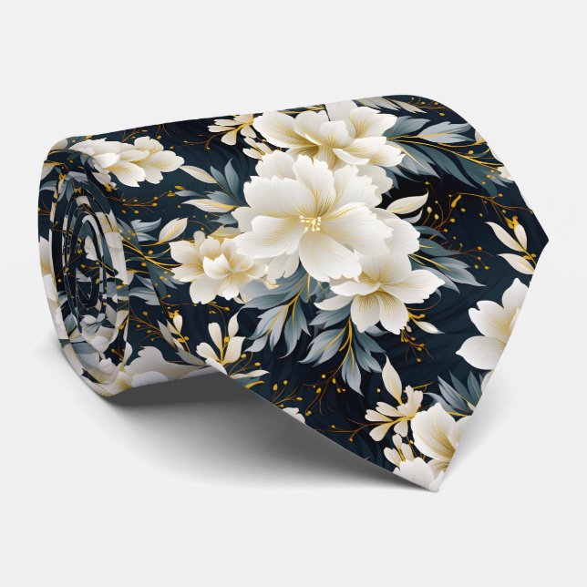 Gravata Uma Série de Design Floral de Casamento 8 (Rolled)