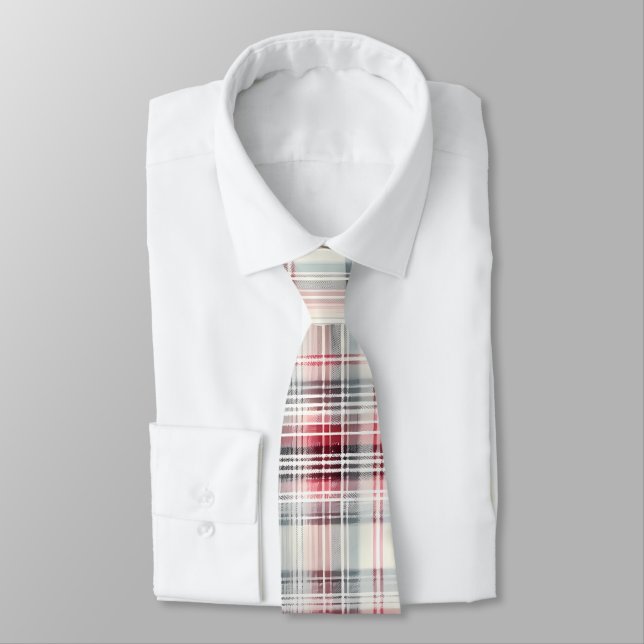 Gravata Uma Série de Design Floral de Tartan Natal #24 (Amarrado)