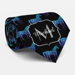 Gravata Unicorn Sparkles aqua Blue ombre Standard Monogram