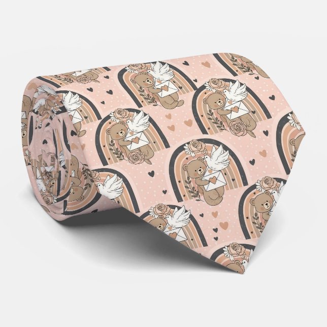 Gravata Ursa de Berçário Boho com Arco-íris -Terroso (Rolled)