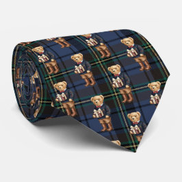 Gravata Urso de Natal Xadrez Luxuoso e Elegante