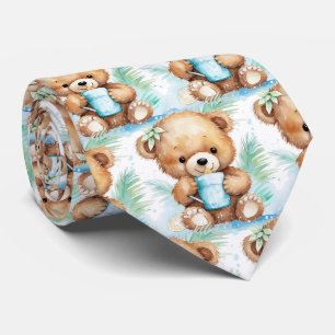 Gravata Urso de Pelúcia Azul