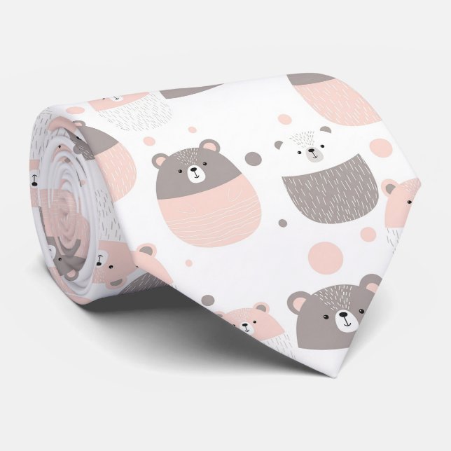 Gravata Urso Fofo e Corações -- Berçário Pastel (3) (Rolled)