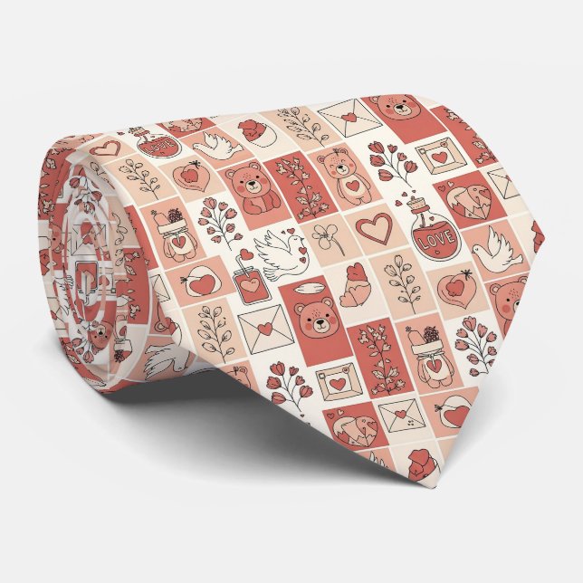 Gravata Urso Fofo - Suave Floresta em Pastel (6) (Rolled)