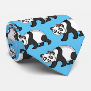 Gravata Urso panda bonito e feliz com desenho animado 
