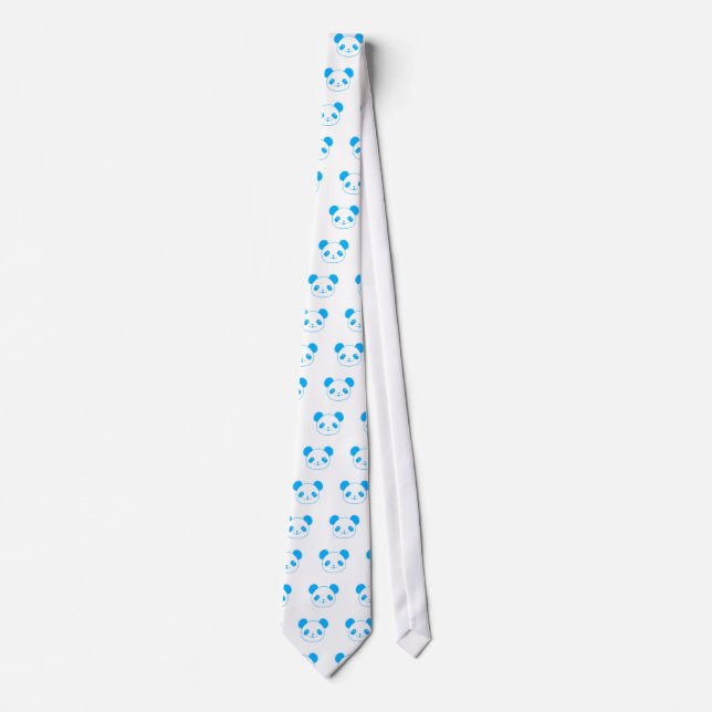 Gravata Urso Panda de Kawaii Azul (Frente)