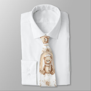 Gravata Urso Teddy Boho Arco-íris Floral Neutro