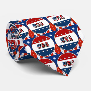 Gravata USA - American Flag and Stars in Circle #2 Necktie