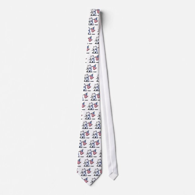 Gravata USA Flag Westie Terrier Neck Tie (Frente)