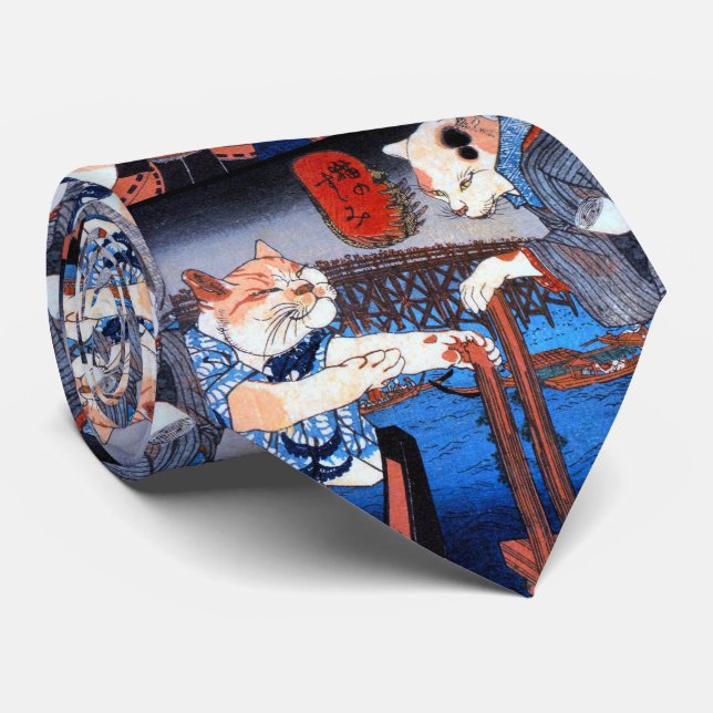 Gravata Utagawa Kuniyoshi, “ Two Cats ” (Rolled)