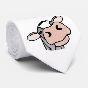 Gravata vaca de desenho animado preto branco rosa beijo ci