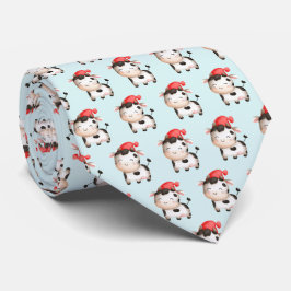 Gravata Vaca feliz em um chapéu vermelho fofo