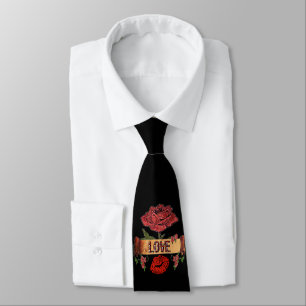 Gravata Valentine RAB Rosas Rockabilly, Amor & Batom