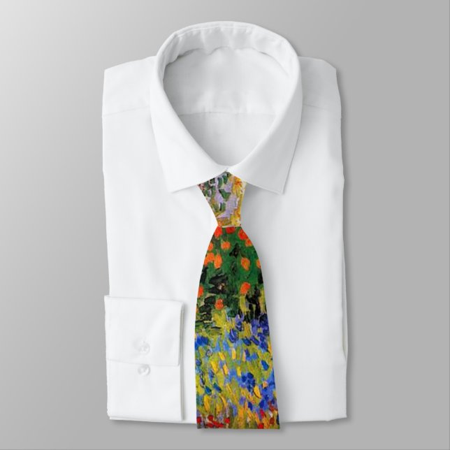 Gravata Van Gogh - Flower Garden, fine art painting, (Amarrado)