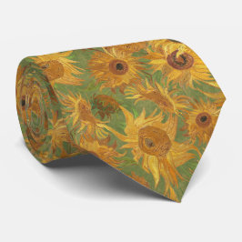 Gravata Van Gogh Sunflowers green yellow ochre goldenrod