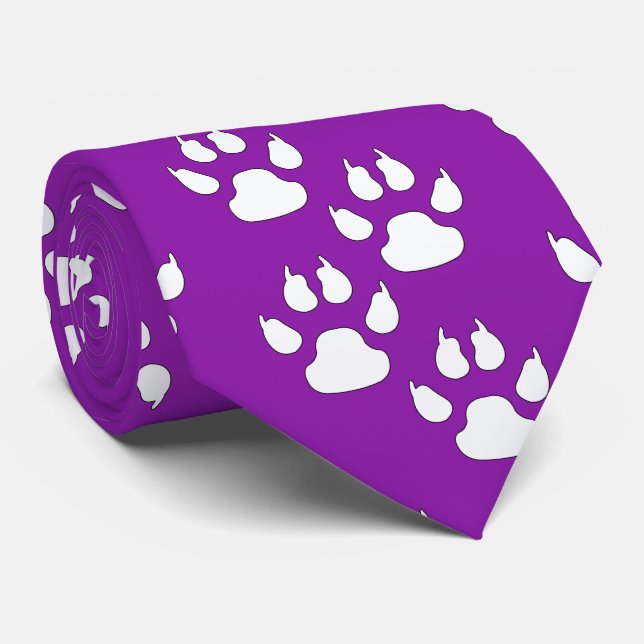Gravata Vara De Mascote Esportiva Branca Em Roxo (Rolled)