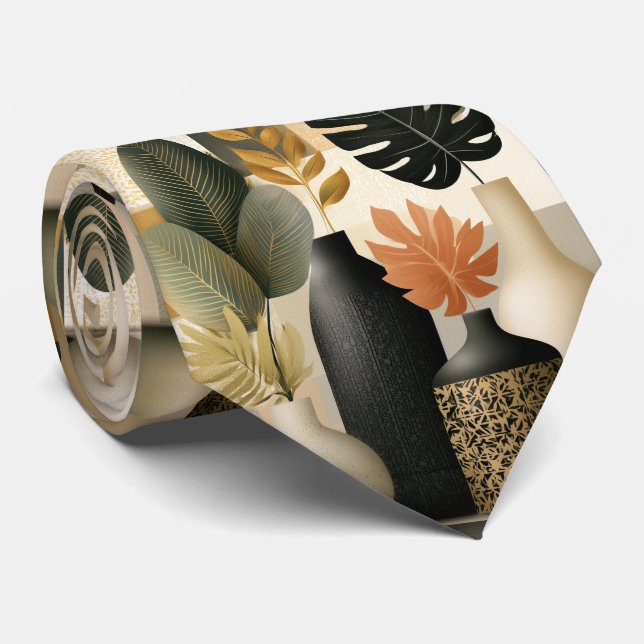 Gravata Vasos Cerâmicos Modernos Boho e Folhas Botânicas (Rolled)