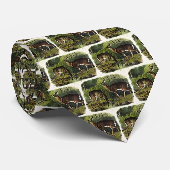 Gravata Veado comum (branco) - Quadrupedes de Audubon (Rolled)