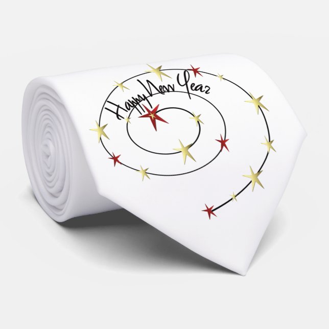 Gravata VENDA - o vermelho Dourado do feliz ano novo Stars (Rolled)