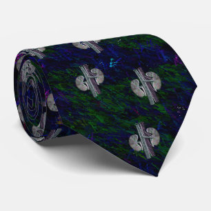 Gravata Verde azul do design artística original do laço